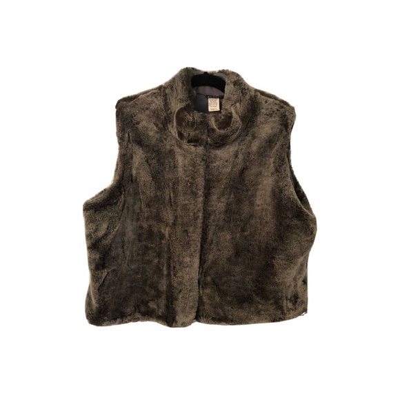 Gray Faux Fur Vest La Fete Size 2XL 3XL Plus Zipper Full Zip Up Sexy Sleeveless - Picture 5 of 9